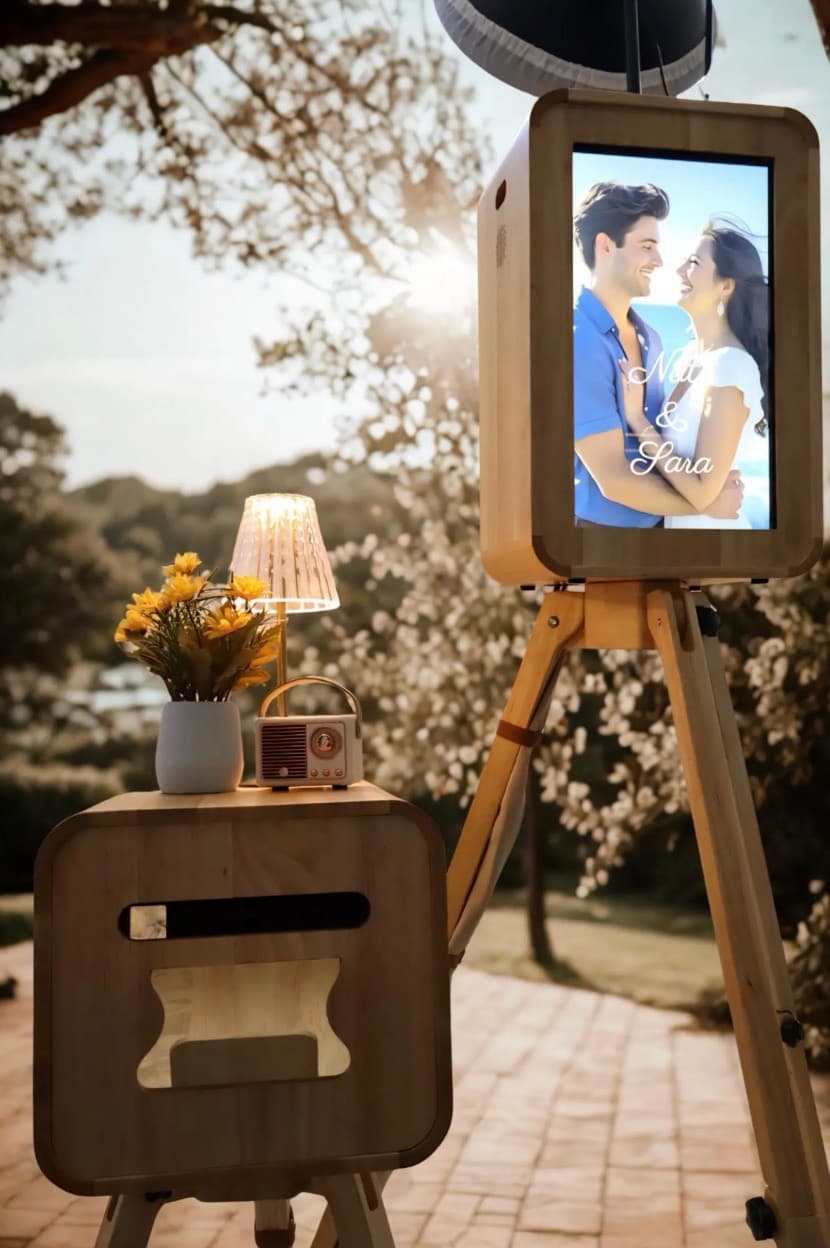 Vintage oak wooden photo booth